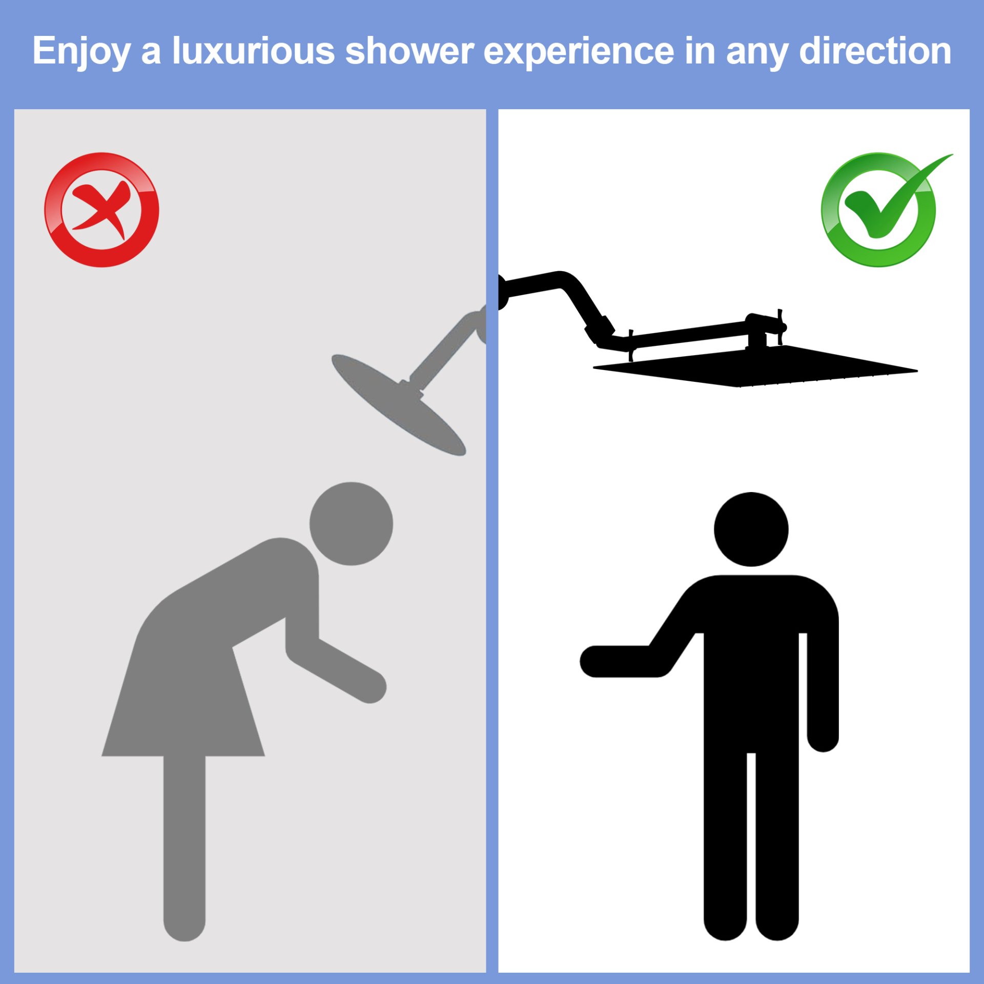 Luxury Rain Shower Head With Adjustable Arm, 10" Square, Stainless Steel - Brushed Nickel - Image 9
