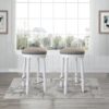 26" Counter Height Swivel Bar Stools (Set of 2) With Upholstered Seat - White - Image 2