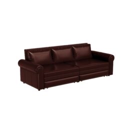 Pull Out Sofa Bed, 3 In 1 Convertible Sleeper Sofa With Nailhead Trim & Rolled Arm, Multi Functional Sofa Bed For Living Room, Bedroom, Apartment, Office - Burgundy