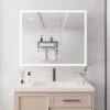 Bathroom Medicine Cabinet With Lights, LED Medicine Cabinet With Mirror, Double Door Lighted Medicine Cabinet With Defogger, Dimmer, Clock & Temp Display, 2 Outlets & USB Ports - Silver - Image 12