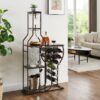 11 Bottle Wine Bakers Rack, 5 Tier Freestanding Wine Rack With Hanging Wine Glass Holder And Storage Shelves, Wine Storage Home Bar For Liquor And Wine Storagefor Kitchen, Dining Room - Gray - Image 6