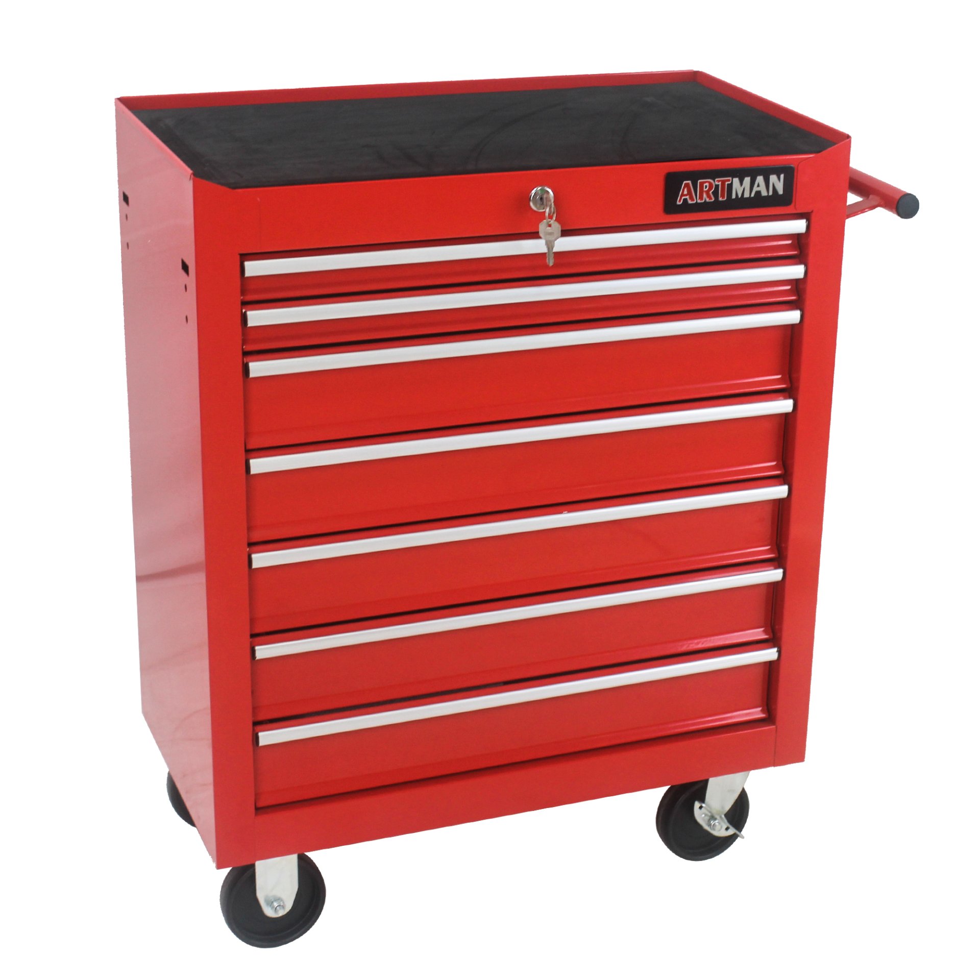 7 Drawers Multifunctional Tool Cart With Wheels - Red - Image 7