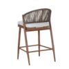 Outdoor Counter Height Aluminum Frame Counter Stools With Scallop Shaped Backrest & Water Resistant Cushions (Set of 2) - Teak - Image 16