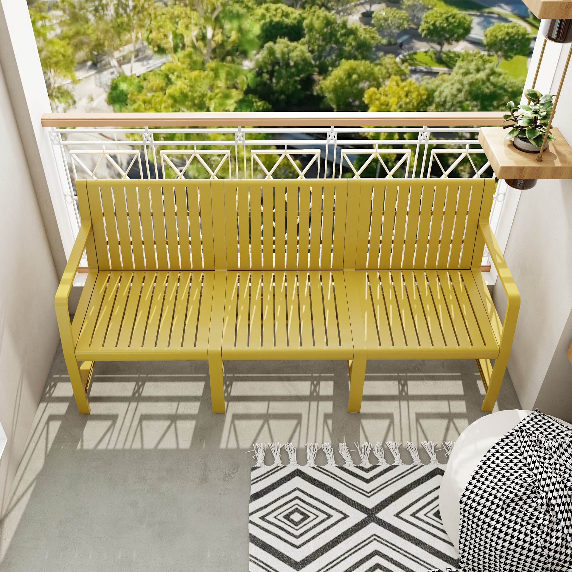 1 Piece Indoor / Outdoor 3 Seater Sofa, UV Resistant, Waterproof And Durable - Brick Yellow - Image 2