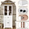 Bathroom Storage Cabinet, Adjustable Shelves & Drawer, Freestanding Linen Tower - White - Image 6