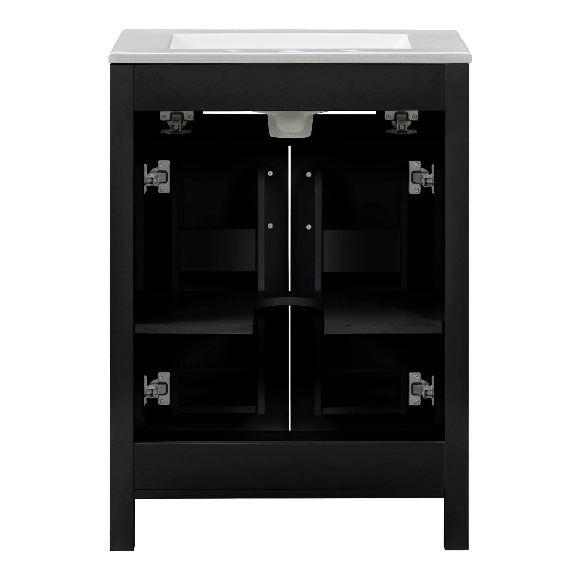 Bathroom Vanity Combo With Ceramic Sink, Luxurious Space-Saving Vanity, 2 Soft Close Doors - Black - Image 13