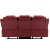 3 Pieces Recliner Sofa Sets Home Theater Seating Manual Recliner Chair With Center Console And Led Light Strip For Living Room - Wind Red - Image 17