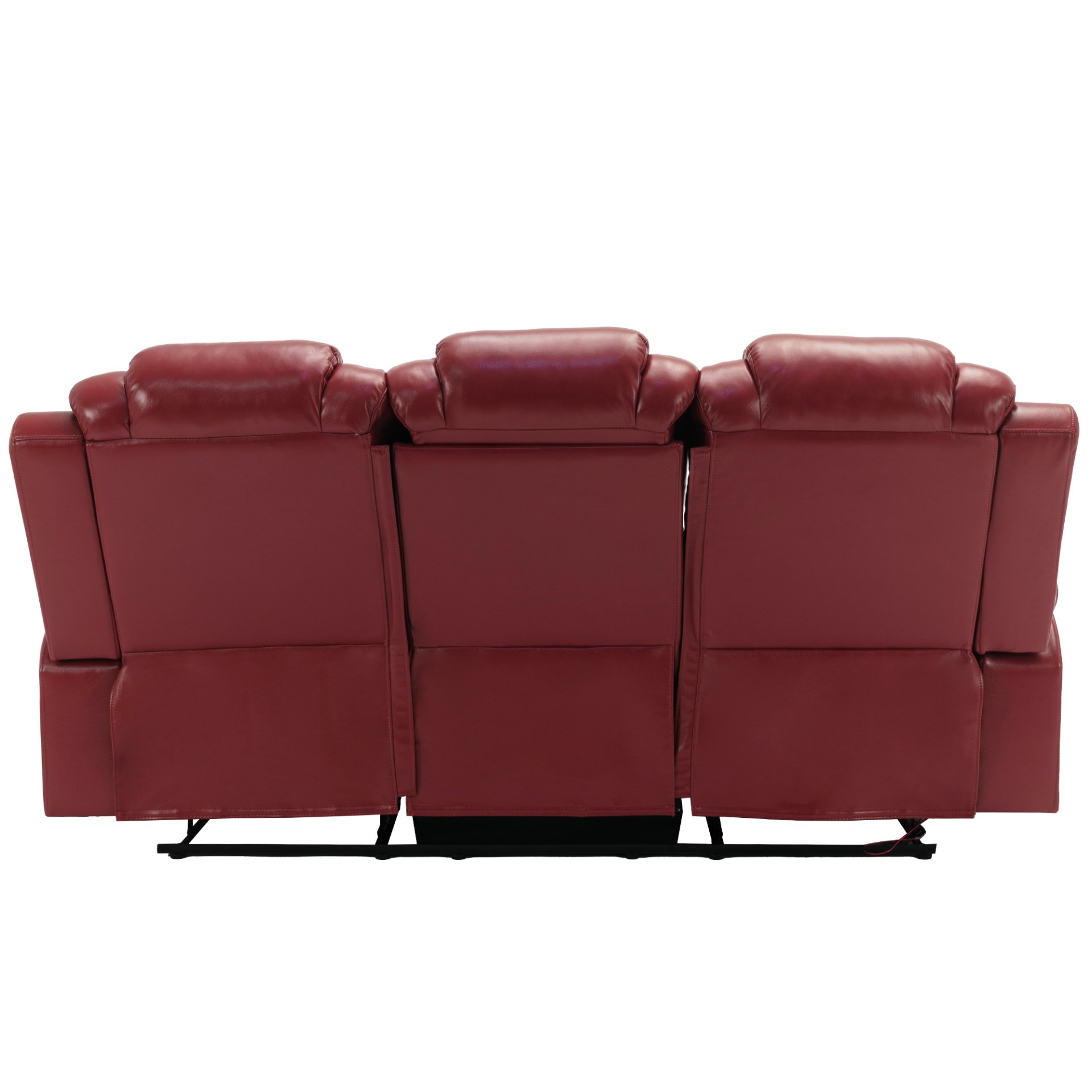 3 Pieces Recliner Sofa Sets Home Theater Seating Manual Recliner Chair With Center Console And Led Light Strip For Living Room - Wind Red - Image 17