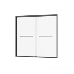 Double Sliding Bathtub Shower Door With Sgcc Clear Tempered Glass - Matte Black