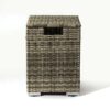 32" Propane Gas Fire Pit Table With Propane Tank Cover, 50000 Btu Rectangular Steel Fire Pit With Beautiful Wicker Base For Outside Garden - Beige - Image 4