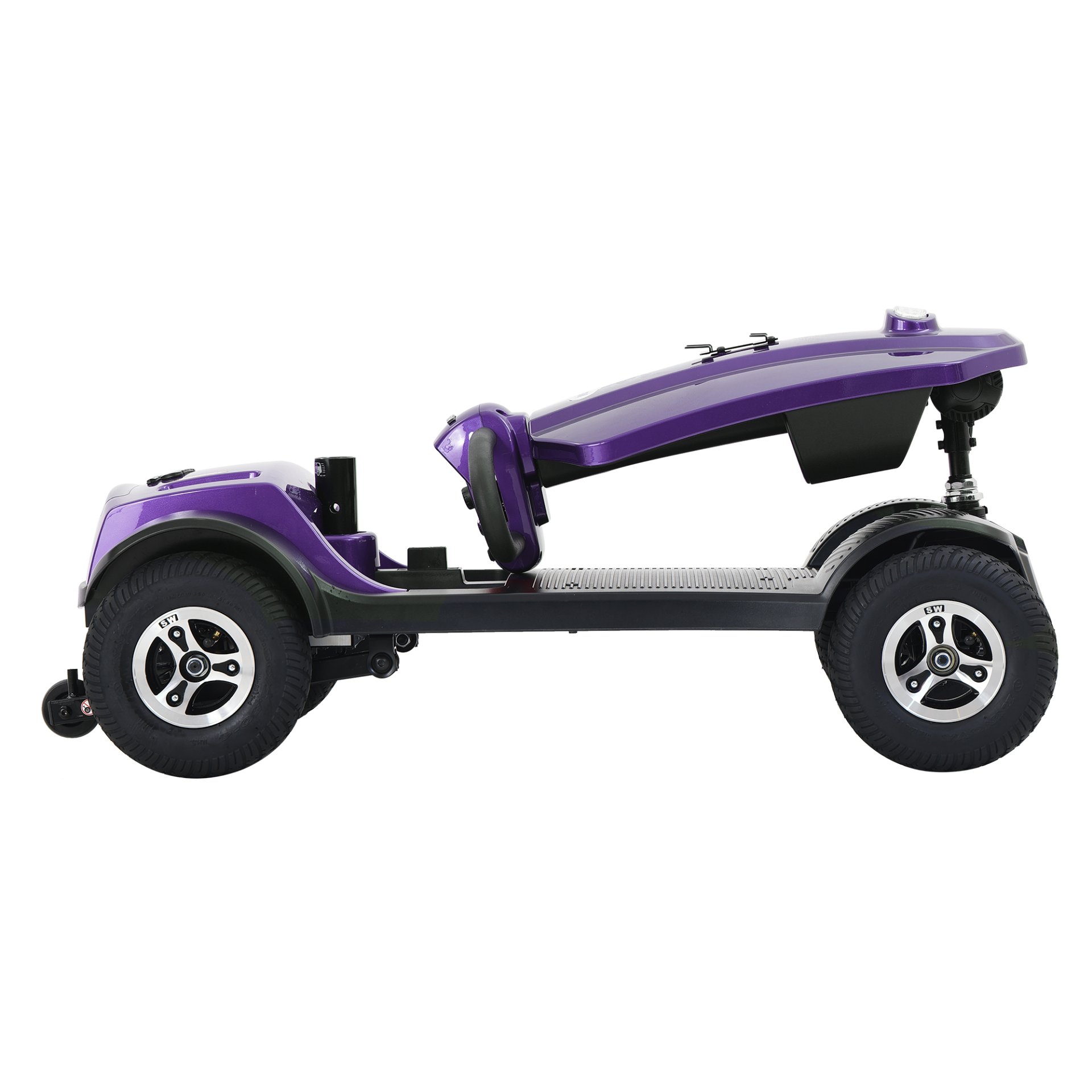 Max Plus - 4 Wheels Outdoor Compact Mobility Scooter With 2 Pieces X 20Ah Lead Acid Battery, 16 Miles, Cup Holders & USB Charger Port - Dark Purple - Image 5