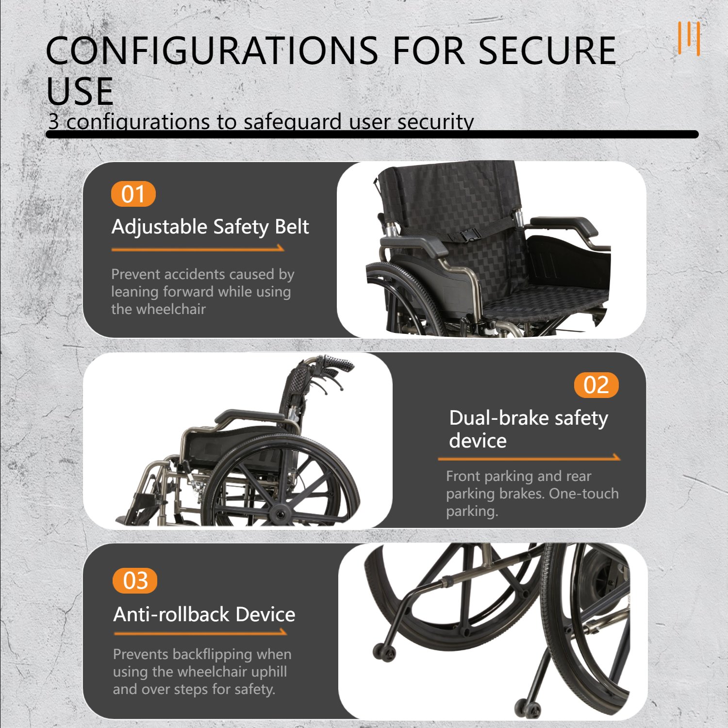 Lightweight Foldable Nursing Wheelchair For Adults Double X Force Support, 300Lbs Capacity, Breathable Cushion & Anti Backflip Design With Tires, Adjustable Seat Belt, Quick Release Wheels - Gray - Image 6