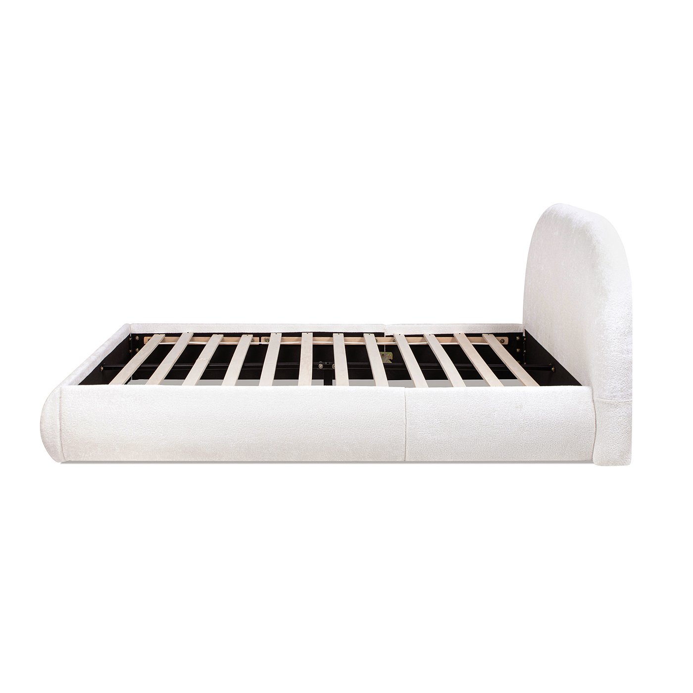 Archie Puffy Grounded - Queen Upholstered Platform Bed - Almond White - Image 10
