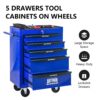 Rolling Metal Tool Chest With 5 Drawers, 20" Steel Storage Cabinet With Ball Bearing Slides - Black / Blue - Image 4