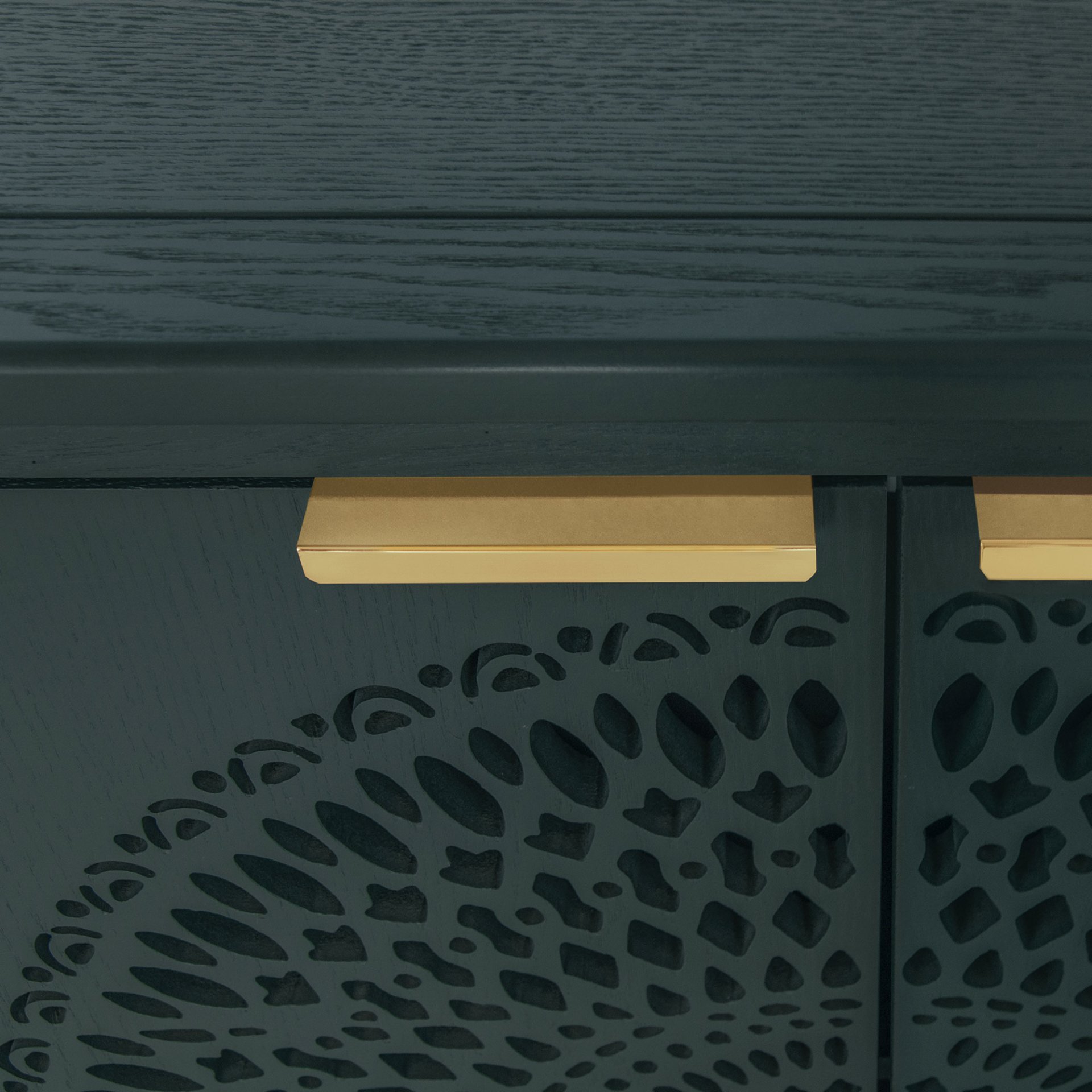 Hollow Carved 2 Door Accent Cabinet With Adjustable Shelf, Sideboard Buffet For Entryway, Living Room Or Bedroom - Blackish Green - Image 16