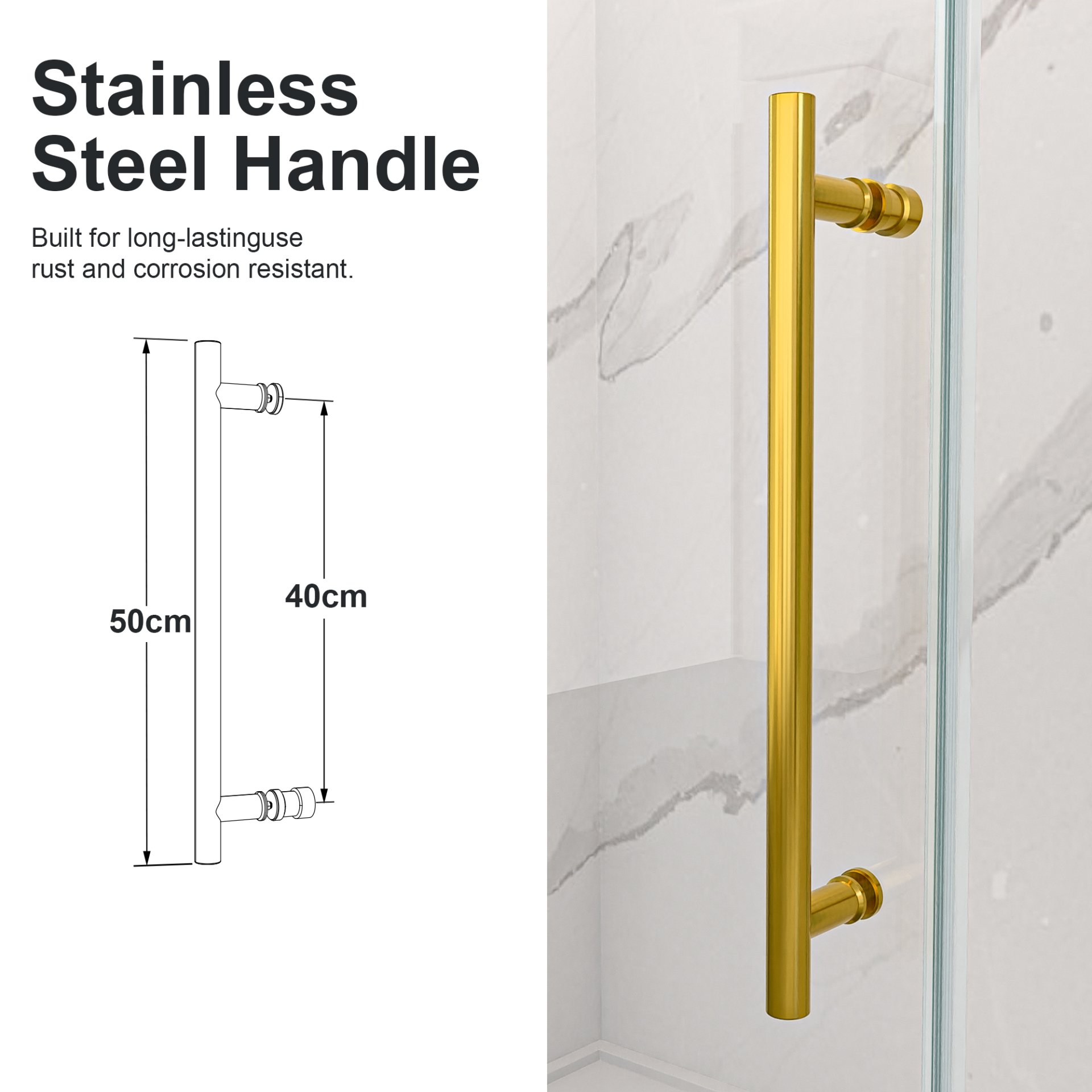 Frameless Single Sliding Shower Door With Bypass Design And 5 / 16" Clear Tempered Glass - Brushed Gold - Image 9