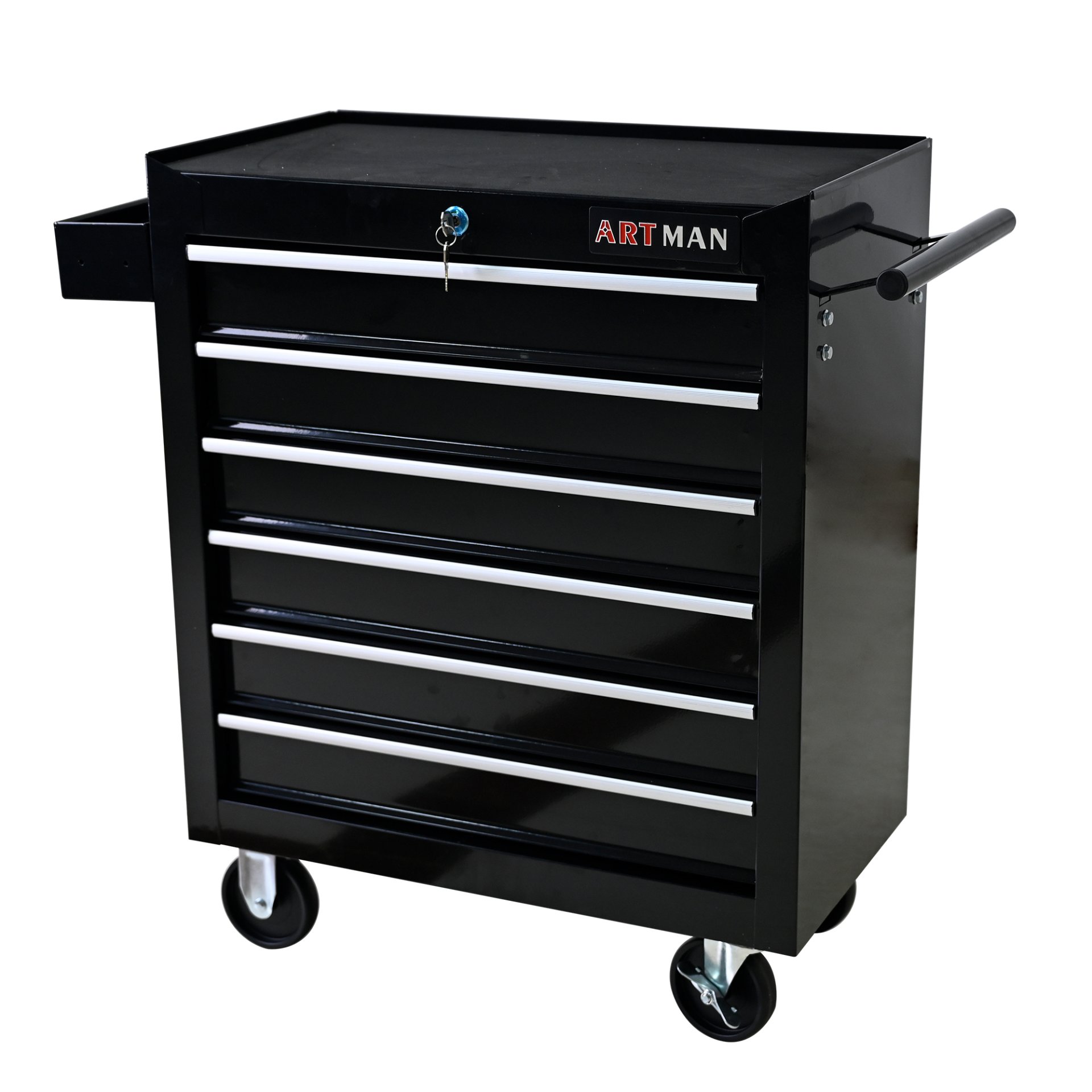 Rolling Tool Chest, 6 Drawer Tool Box With Wheels, Heavy Duty Industrial Service Cart Storage Organizer With Locking System, Rolling Tool Box Organizer Tool Case For Garage, Repair Shop - Black - Image 5