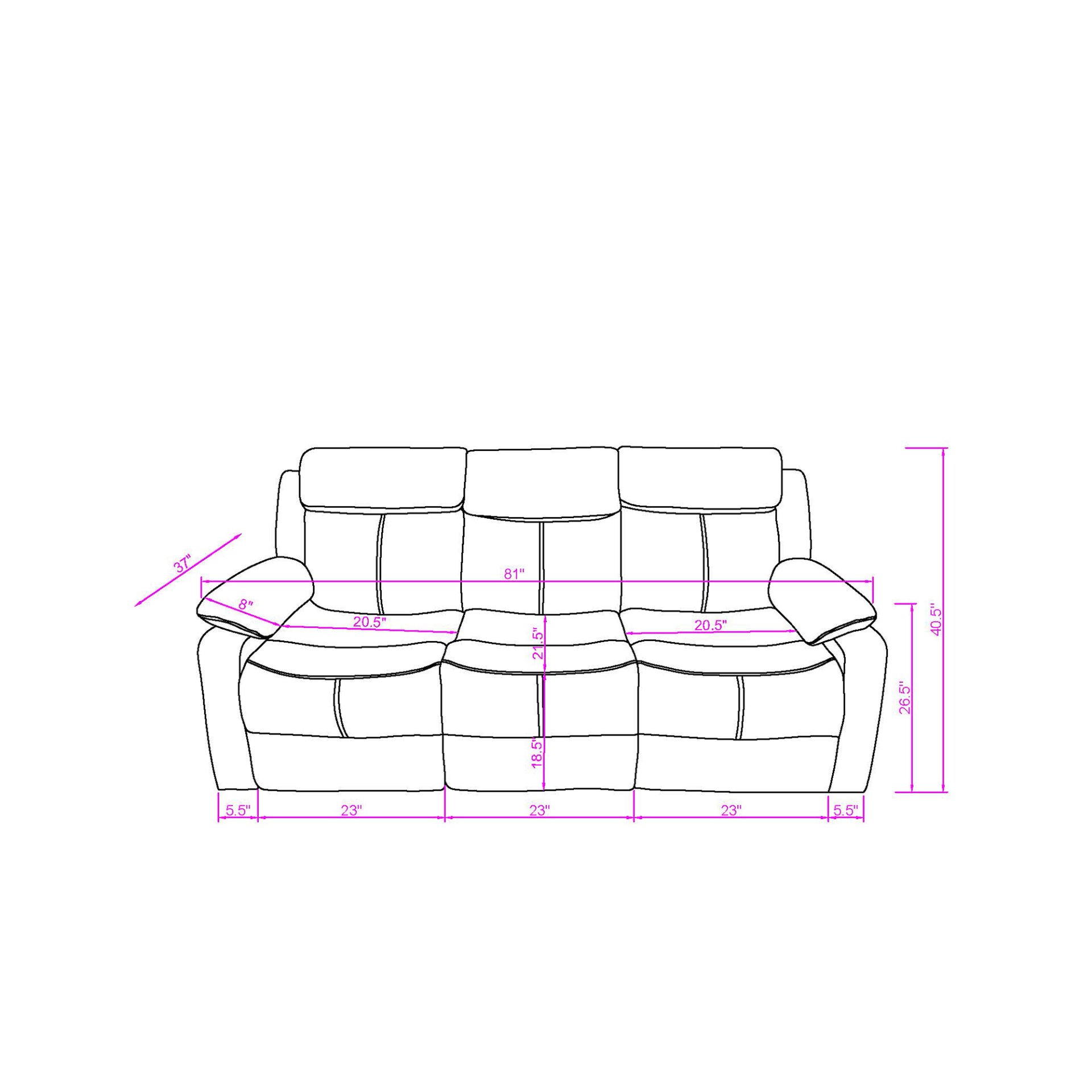 Blanche - 3 Piece Reclining Sofa And Loveseat And Recliner With LED Lights - White - Image 2