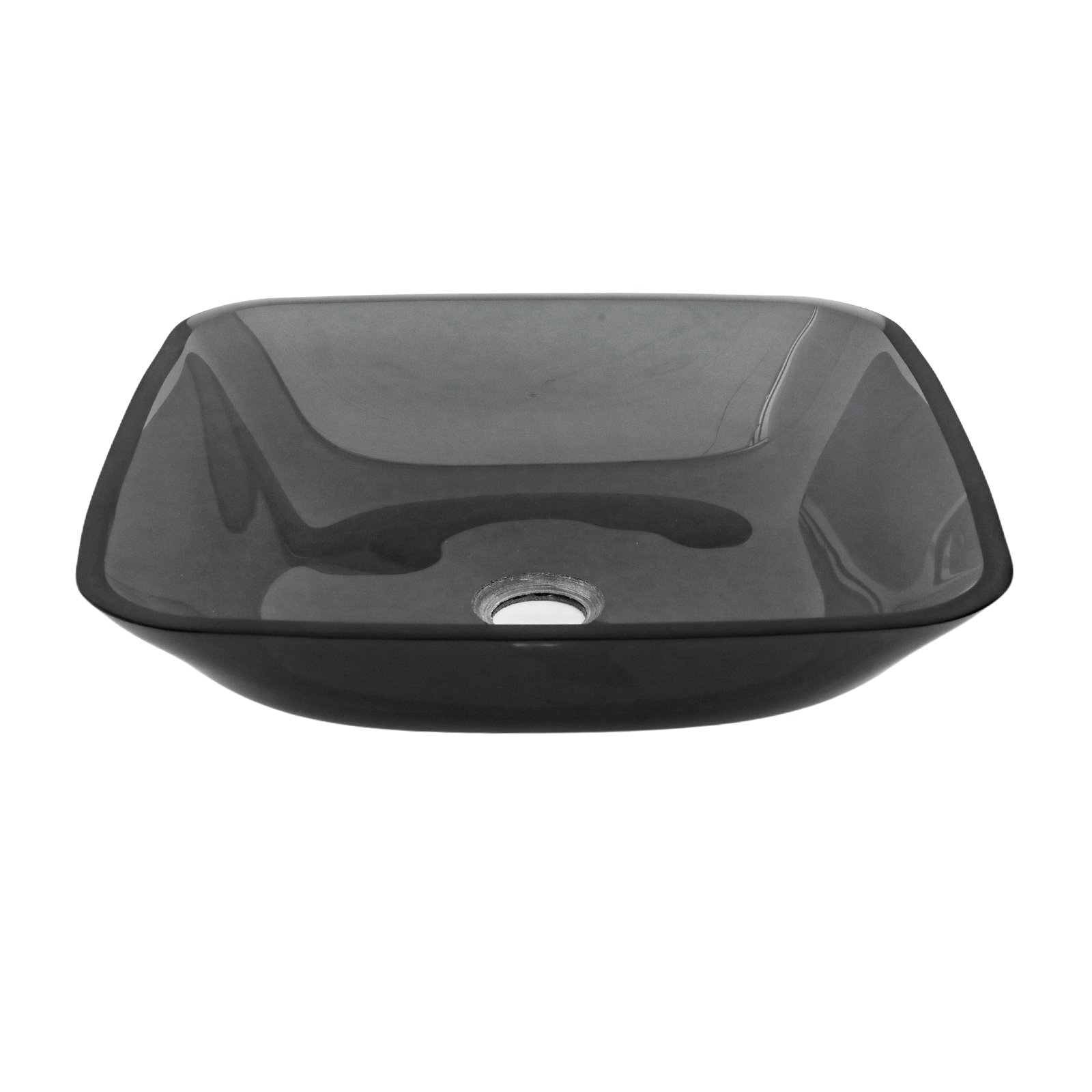Square Vessel Sink For Bathroom, Above Counter Design With Pop Up Drain, Smooth Rounded Edges - Grey - Image 9