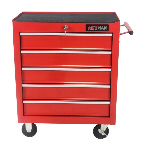 5 Drawers Multifunctional Tool Cart With Wheels - Red