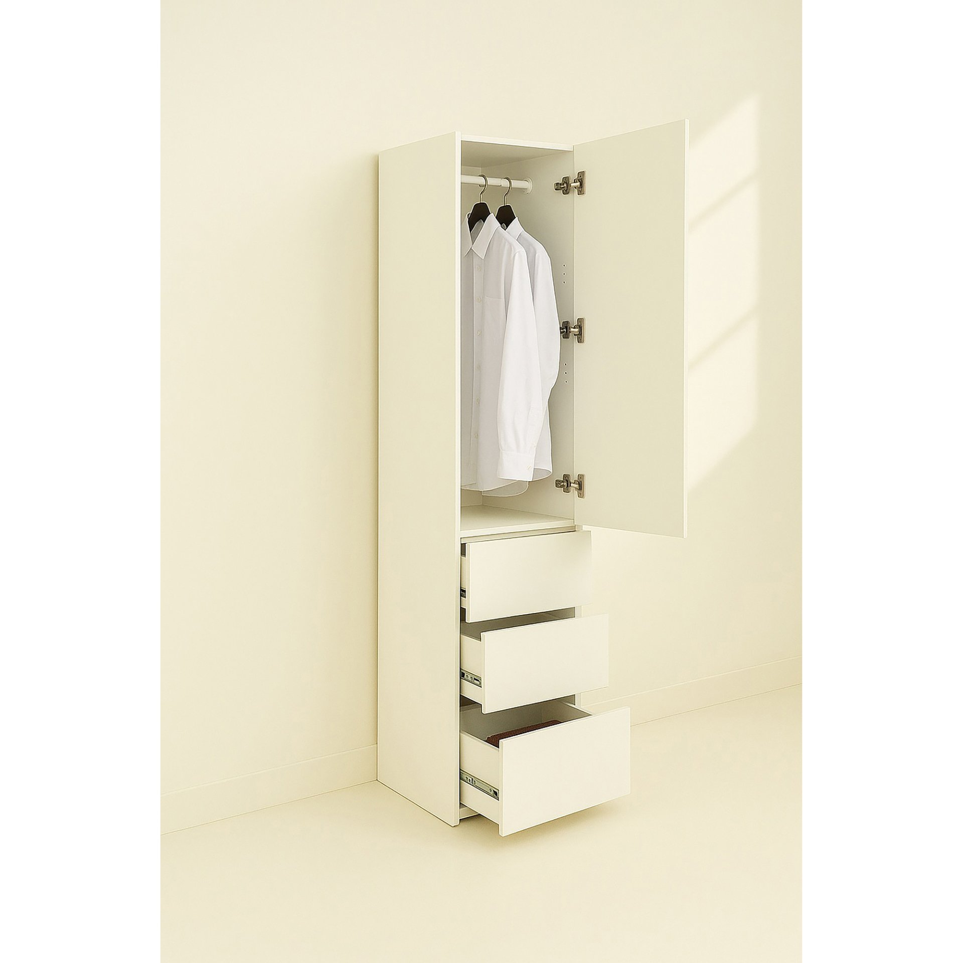 Elise - Modular Wood Closet System With Mirror For Custom Storage Solutions - White - Image 14