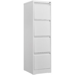 Steel Vertical File Cabinet With Lock, 4 Drawer, Metal Storage For A4 / Legal / Letter Size - White