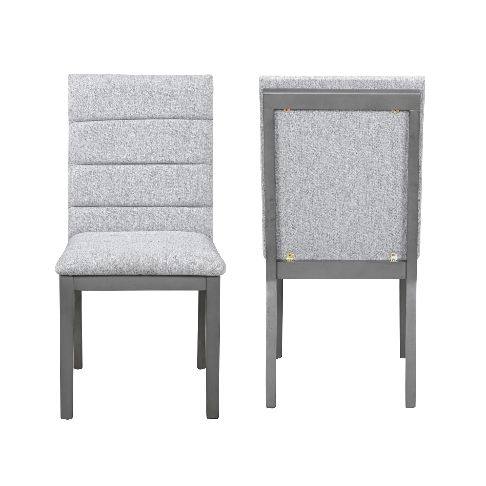 Tufted Upholstery Modern Dining Chairs (Set of 2) Sleek Comfort With Rubber Wood Frame - Gray / Oak - Image 6