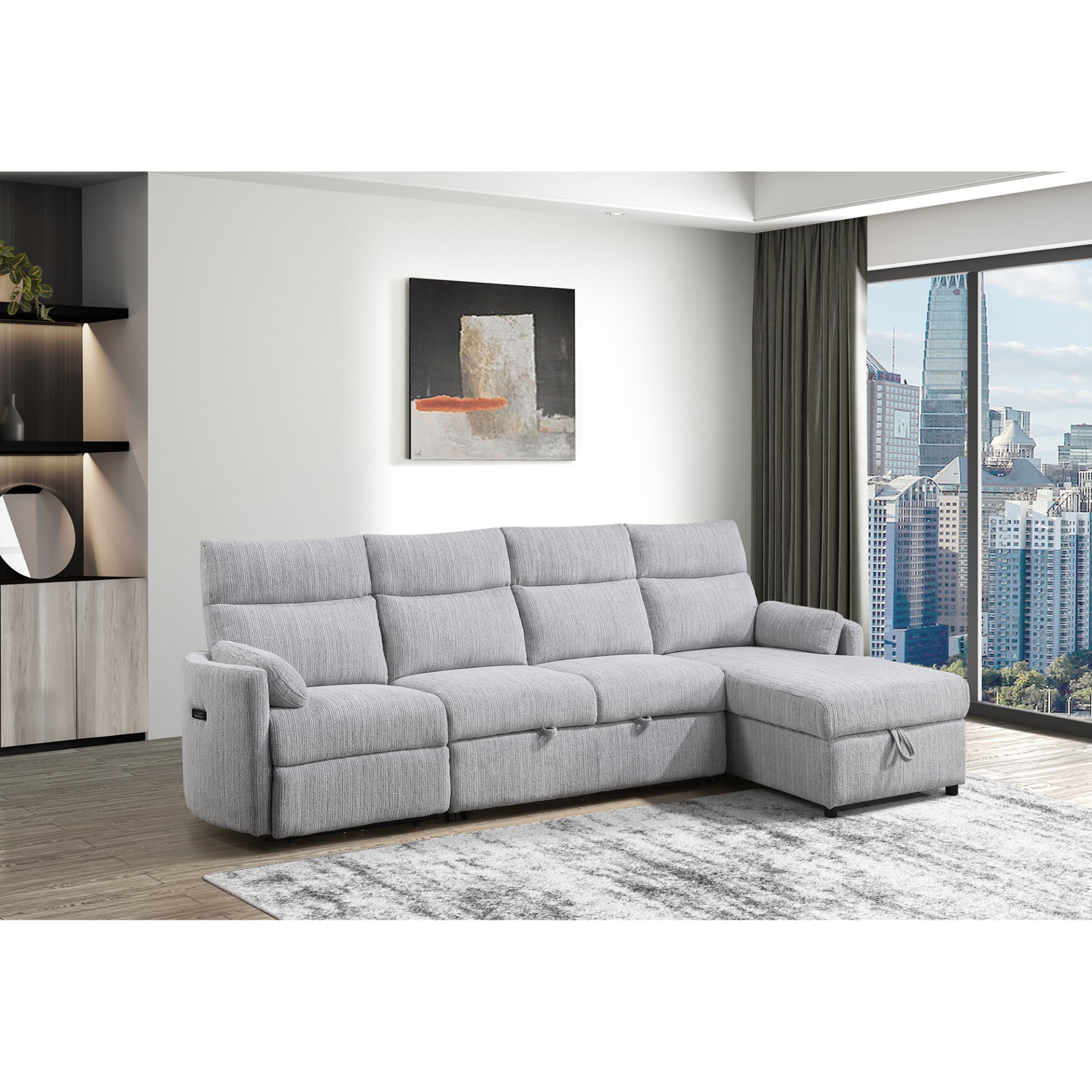 Sleeper Sofa With Storage Chaise - Grey - Image 10