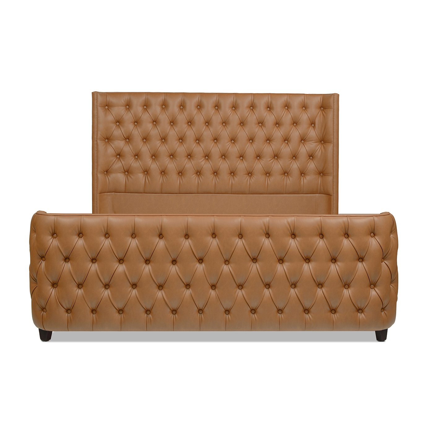 Brooklyn - King Tufted Panel Bed Headboard And Footboard Set - Caramel Tan Brown - Image 9
