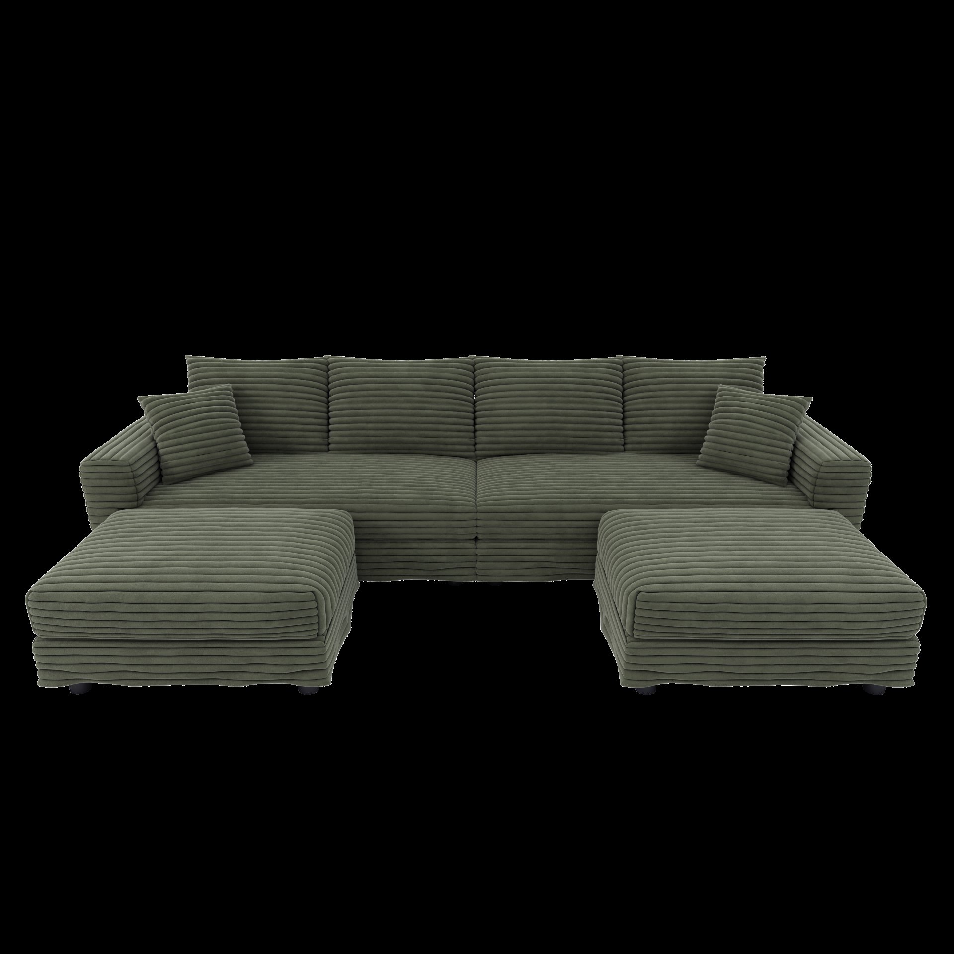 4 Seat Sofa, Deep Seat Couches With Soft Pillows And 2 Ottomans, Convertible Sofa Lounge Chair, For Living Room - Green - Image 19