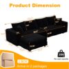 4 Seat Sofa, Deep Seat Couches With Soft Pillows And Movable Ottoman, Convertible Sofa Lounge Chair, For Living Room - Black - Image 3