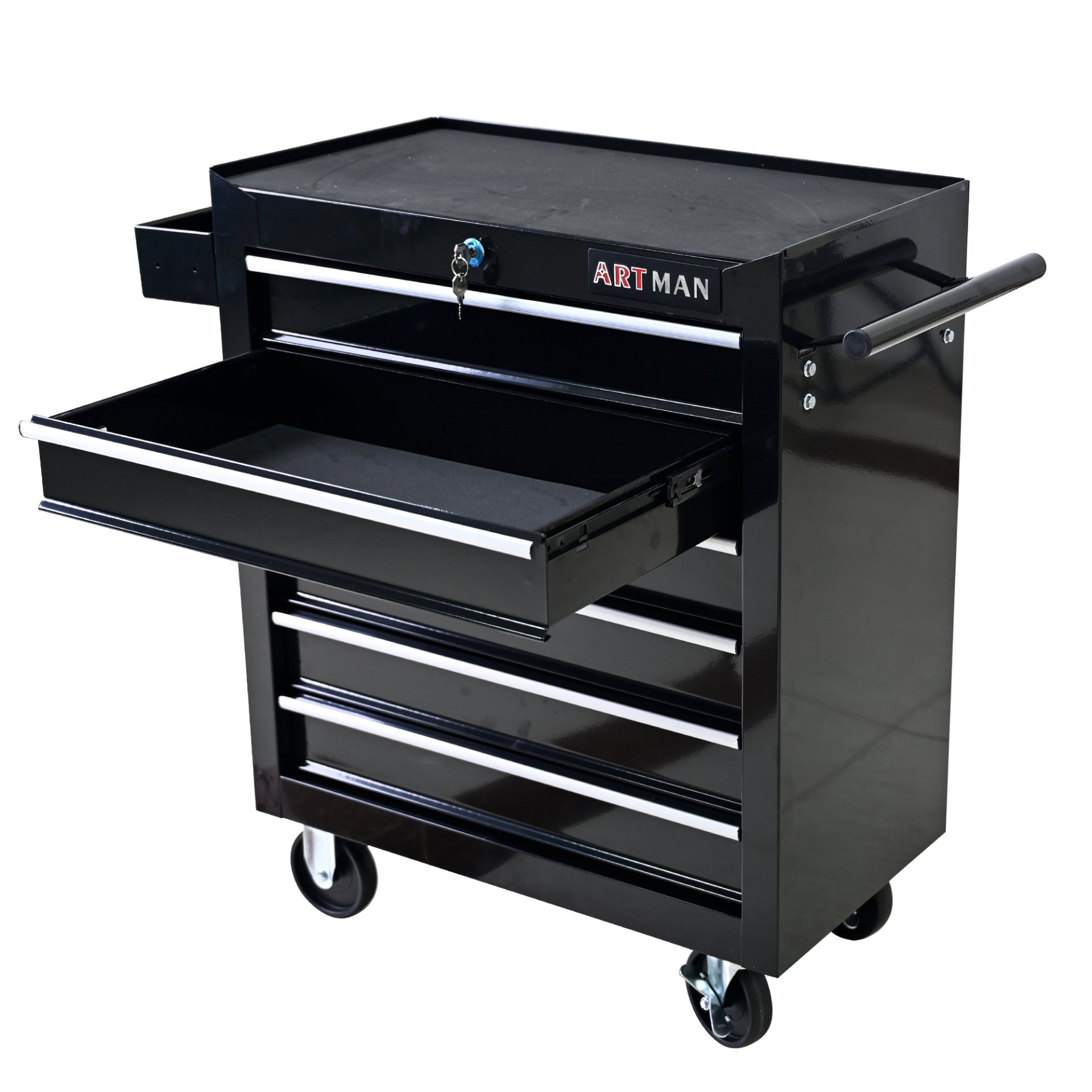 Rolling Tool Chest, 6 Drawer Tool Box With Wheels, Heavy Duty Industrial Service Cart Storage Organizer With Locking System, Rolling Tool Box Organizer Tool Case For Garage, Repair Shop - Black - Image 4