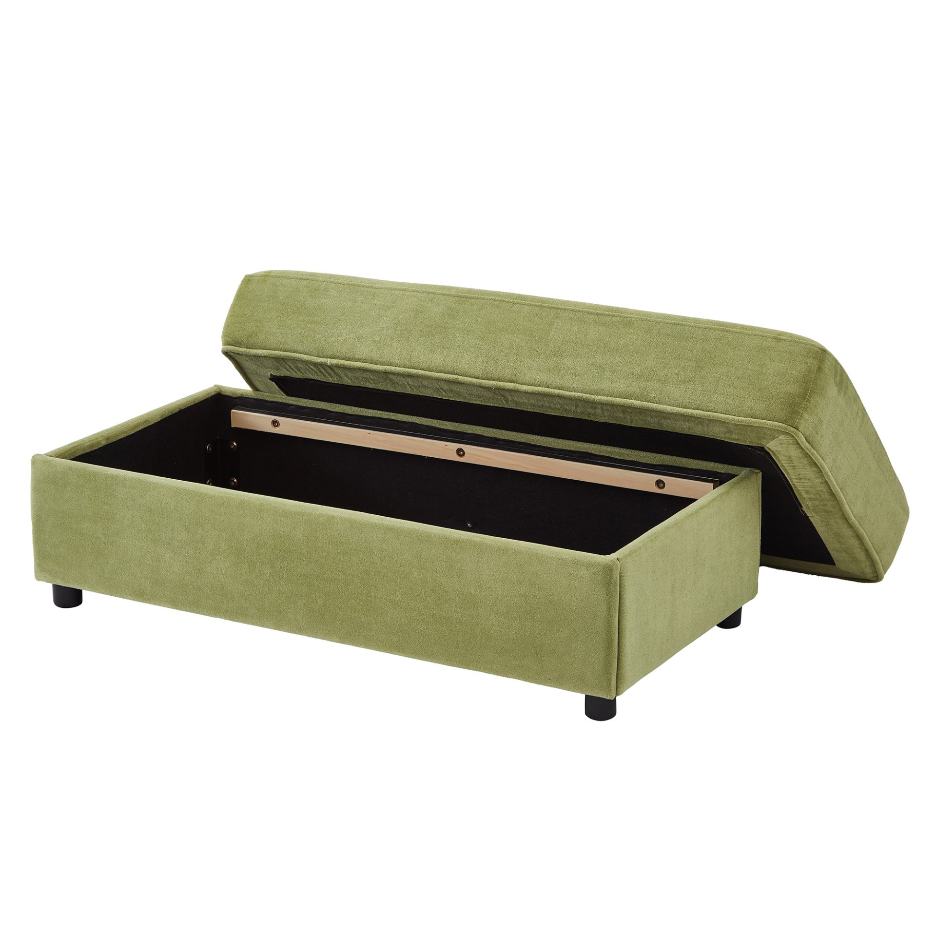 Modern Style Armchair Chaise Lounge Sofa Couch With Movable Storage Ottoman, USB Ports, Cup Holders, Phone Holder, Side Pockets - Green - Image 24