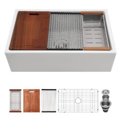 Farmhouse Sink Workstation 30 X 20" Ceramic Single Bowl Kitchen Sink With Accessories - White