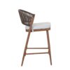 Outdoor Counter Height Aluminum Frame Counter Stools With Scallop Shaped Backrest & Water Resistant Cushions (Set of 2) - Teak - Image 19
