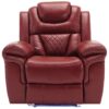 3 Pieces Recliner Sofa Sets Home Theater Seating Manual Recliner Chair With Center Console And Led Light Strip For Living Room - Wind Red - Image 23