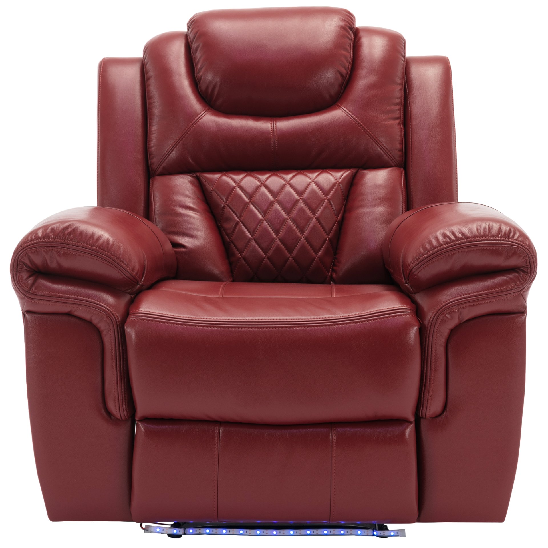 3 Pieces Recliner Sofa Sets Home Theater Seating Manual Recliner Chair With Center Console And Led Light Strip For Living Room - Wind Red - Image 23