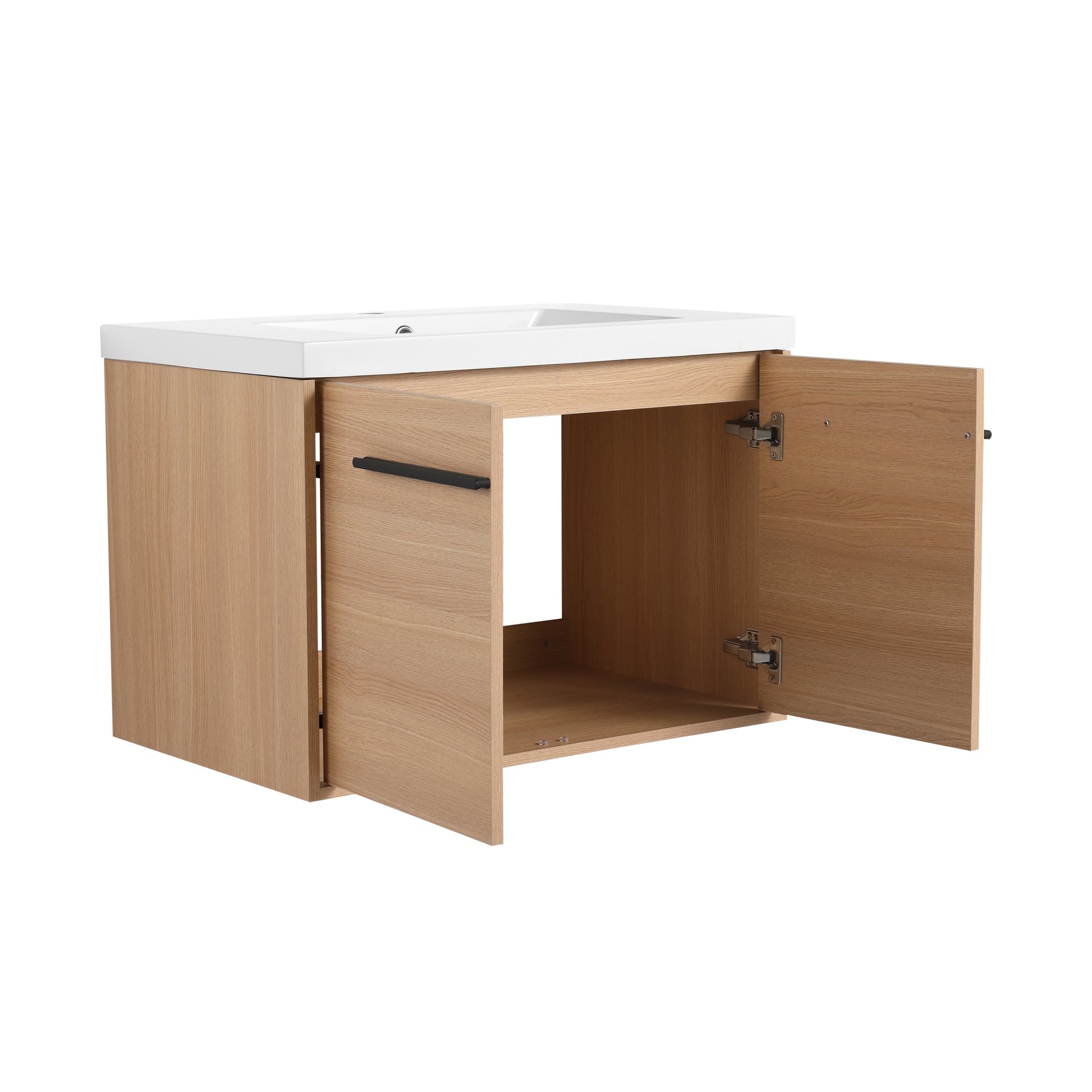 Bathroom Vanity With Resin Countertop Sink, 30" 2 Doors Cabinet Set - Oak - Image 17