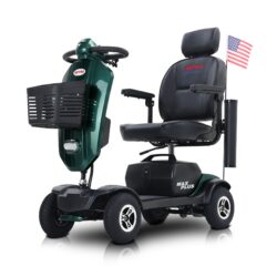 Max Plus - Wheels Outdoor Compact Mobility Scooter With 2 Pieces X 20Ah Lead Acid Battery, 16 Miles, Cup Holders & USB Charger Port - Emerald