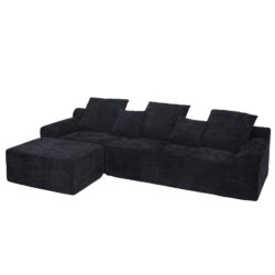 Modern L Shaped Sectional Sofa, Modular Velvet Couch With Adjustable Configurations - Black