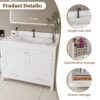 43" Bathroom Vanity With Artificial Marble Carrara Top Set, Multi Functional Cabinet With Doors And Drawer - White - Image 9