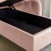 Chaise Lounge Indoor, Velvet Lounge Chair For Bedroom With Storage & Pillow, Modern Upholstered Rolled Arm Chase Lounge For Sleeping With Nailhead Trim For Living Room Bedroom Office - Pink - Image 8
