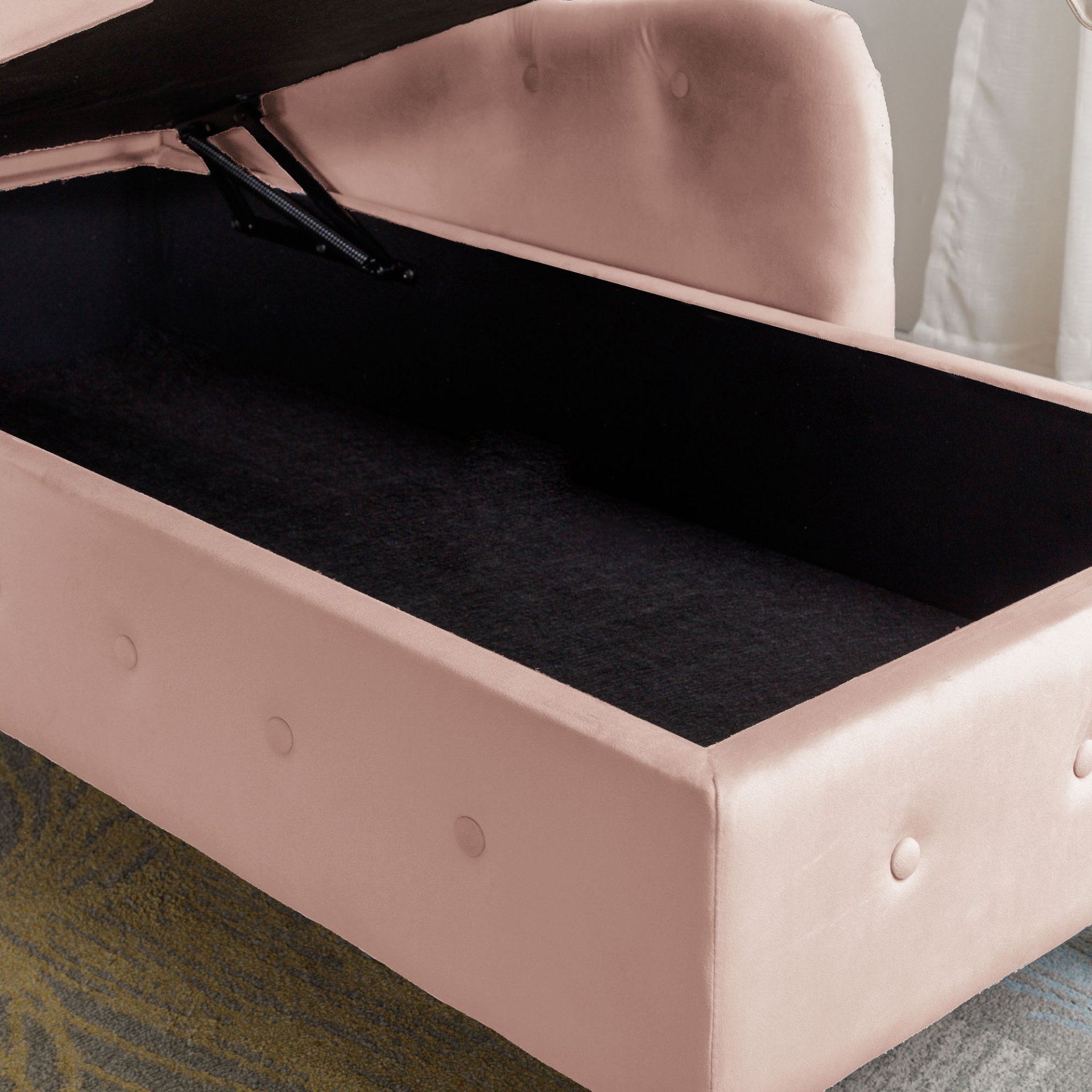Chaise Lounge Indoor, Velvet Lounge Chair For Bedroom With Storage & Pillow, Modern Upholstered Rolled Arm Chase Lounge For Sleeping With Nailhead Trim For Living Room Bedroom Office - Pink - Image 8