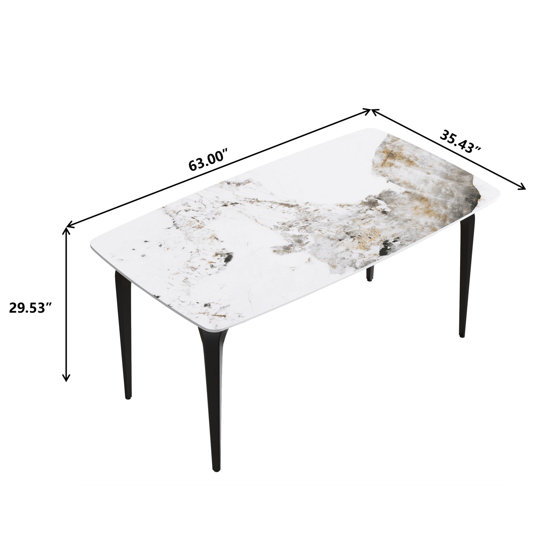 Modern Artificial Stone Pandora Curved Leg Dining Table 6 People - Antique White - Image 3