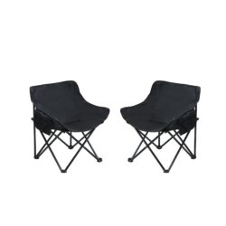 Outdoor Camping Chairs Folding Portable With Carry Bag (Set of 2) - Black