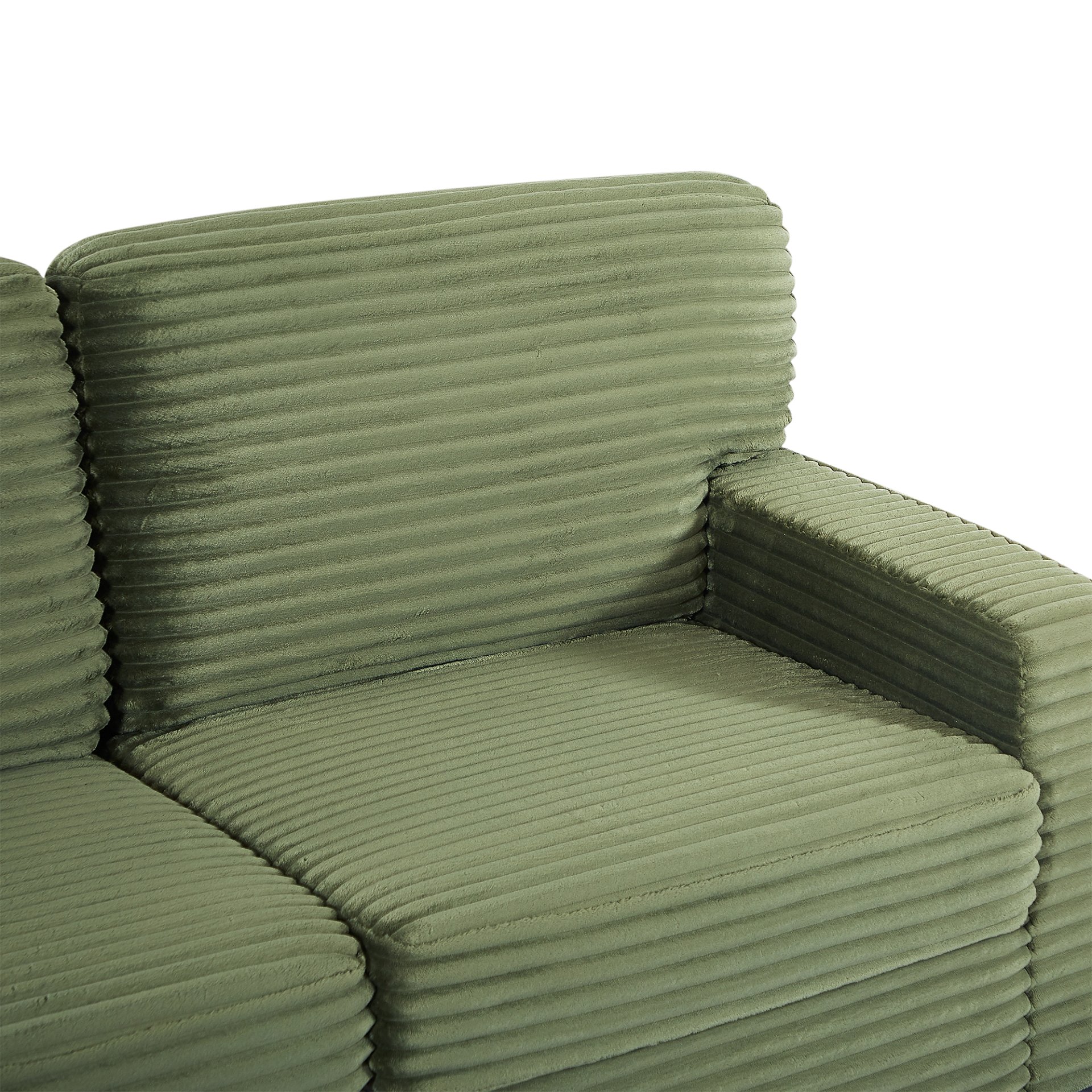 Modern Sectional Sofa U Shaped With Movable Ottoman And Side Storage Pockets Corduroy - Green - Image 24