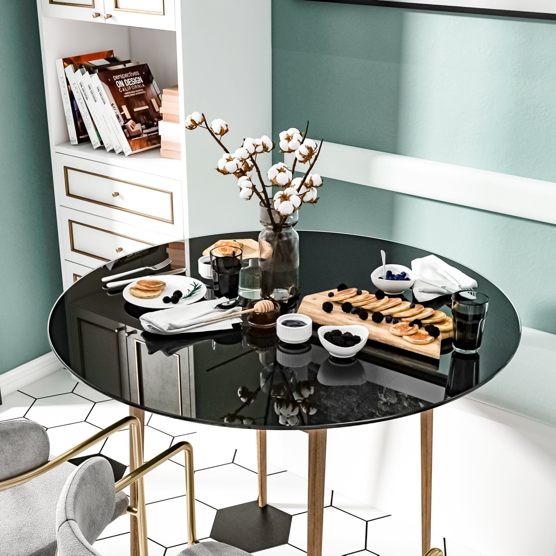 36" Round Tempered Glass Table Top Black Glass 1 / 4" Thick Round Polished Edge - Black - Image 5