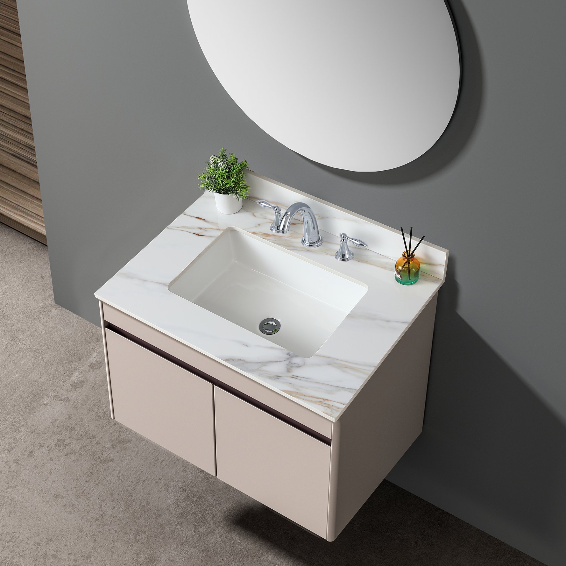 Vanity Top With Undermount Sink And Backsplash - White Marble - Image 4