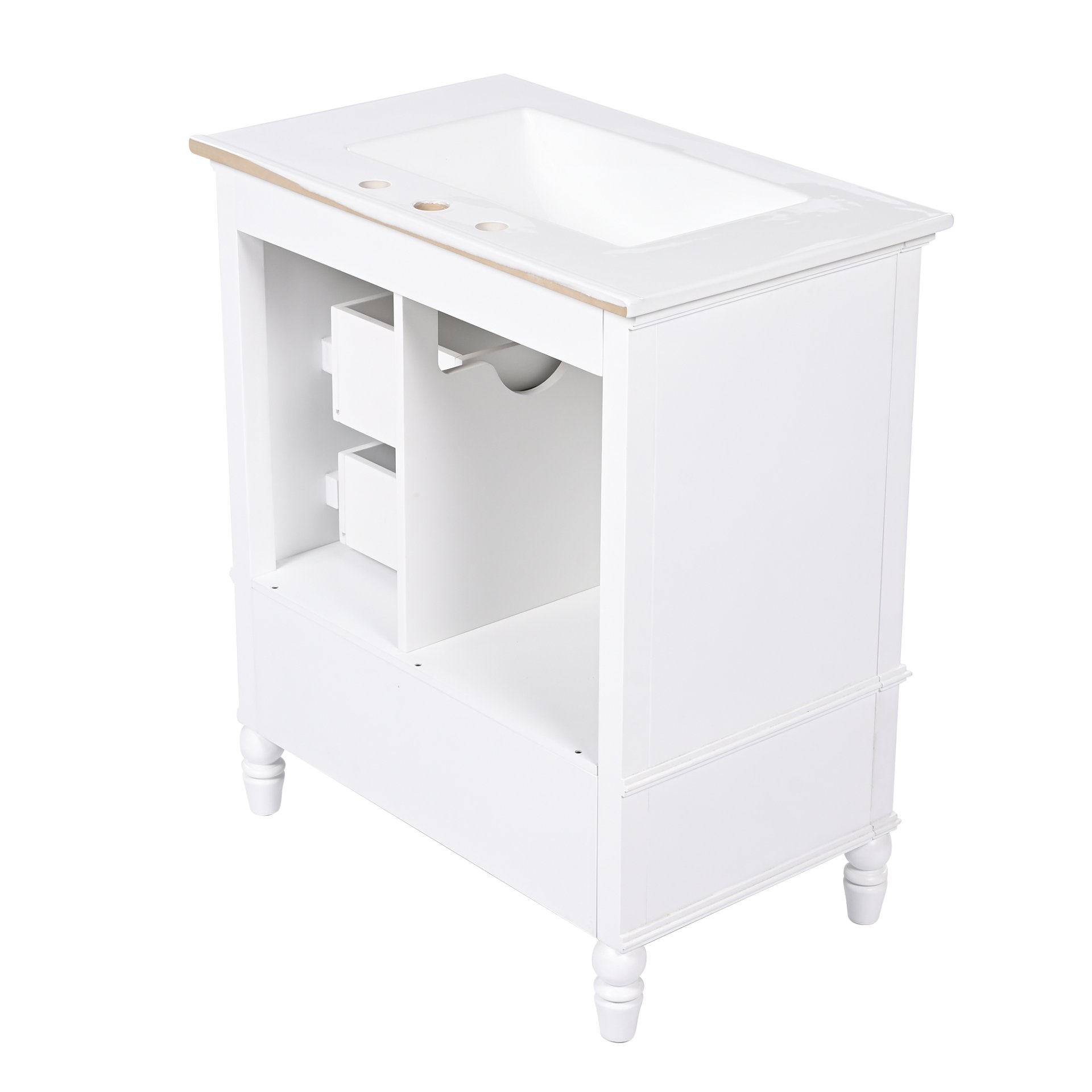30" Bathroom Vanity With Sink, 3 Drawers, Adjustable Feet - White - Image 23