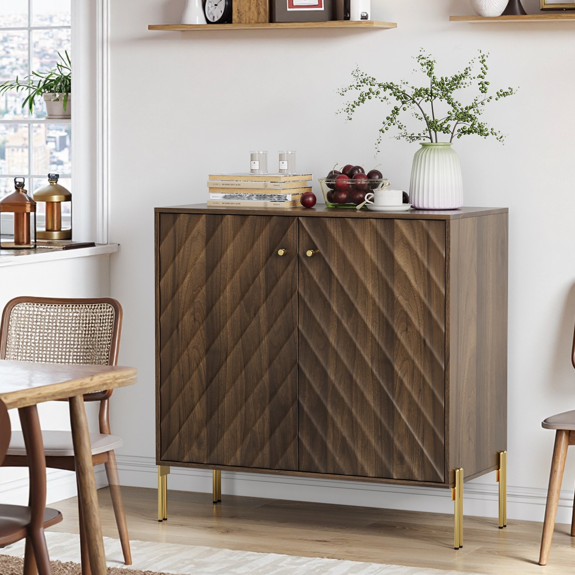 Sideboard Buffet With Storage For Living Room - Walnut - Image 6